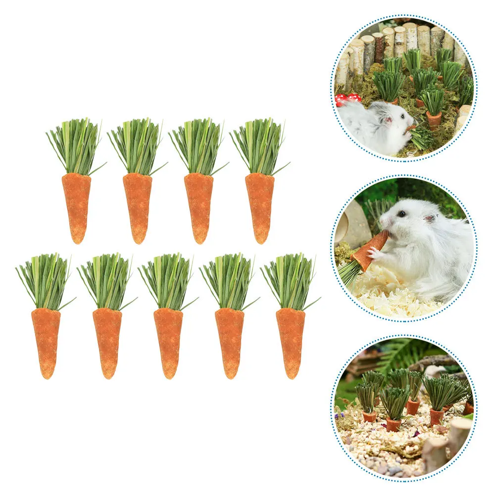

9Pcs Safe Chew Carrots for Hamster Rabbit Teeth Cleaning Small Animal Teething Sticks Dental Grinding Rods Cage Entertainment