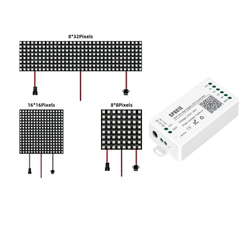 1X DC5V WS2812B Digital LED Flexible Panel Individually Addressable LED 256 Pixels Matrix Screen SP801E APP Controller