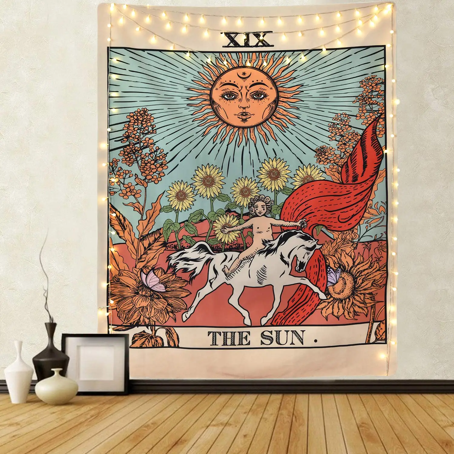 Tarot Card Tapestry Mystic Divination Wall Hanging Medieval Europe Style Tapestries Cloth Home Bedroom Dorm Decor Wall Blanket