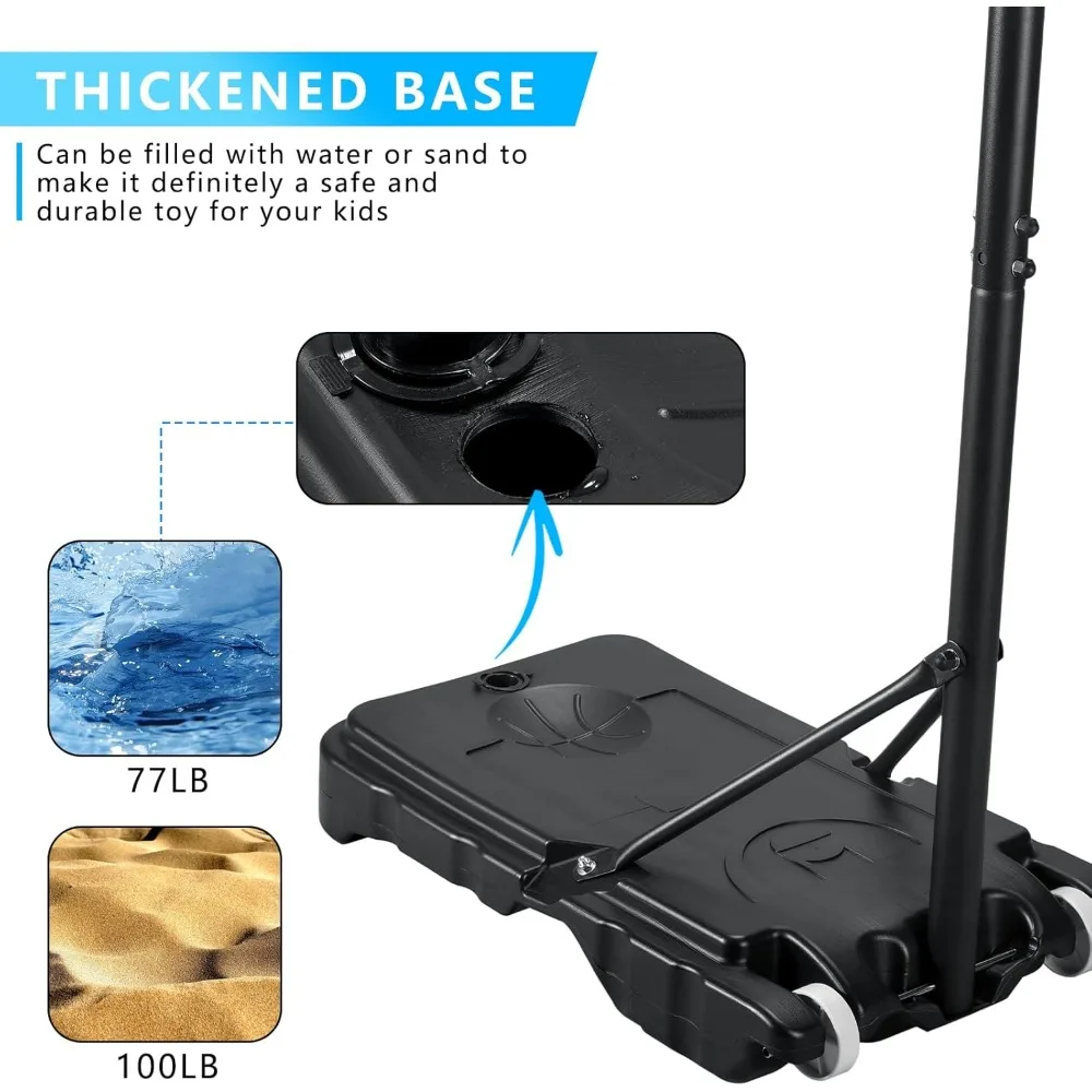 휴대용 농구대 높이 조절 가능 4.8-6.9피트 PET 충격 방지 백보드 및 바퀴 포함 야외 놀이용