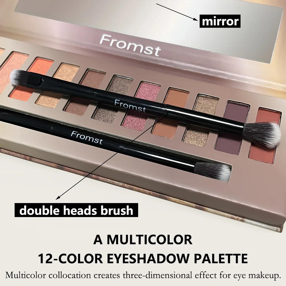 12-farbige Lidschattenpalette – neutrale graue und braune Tontöne, Kaffee und Schokolade, natürlicher Stil, vielseitiger Make-up-Look