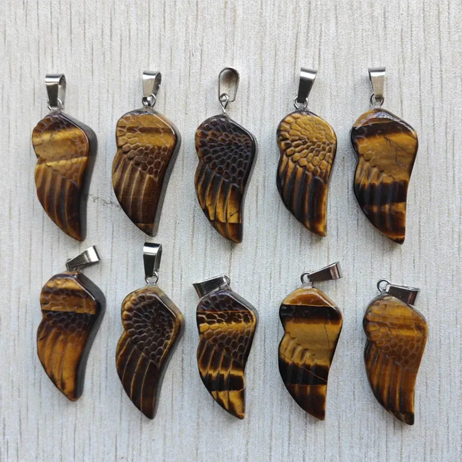 Fashion Beautiful natural white crystal carved angel wings charms pendants for jewelry making free shipping Wholesale 12pcs/lot