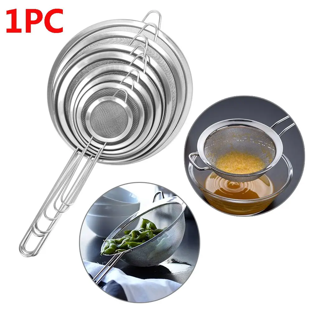 Diameter 7/8/10/12/14/16/18/20/22cm Kitchen Stainless Steel Flour Tea Strainer Mesh Colander Sieve Filter Sifter DIY Tools