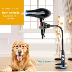 Blow Dryer Stand Hands Free Hair Dryer Stand Clamp Mount Adjustable for Dog Grooming Table Arm with Clamp