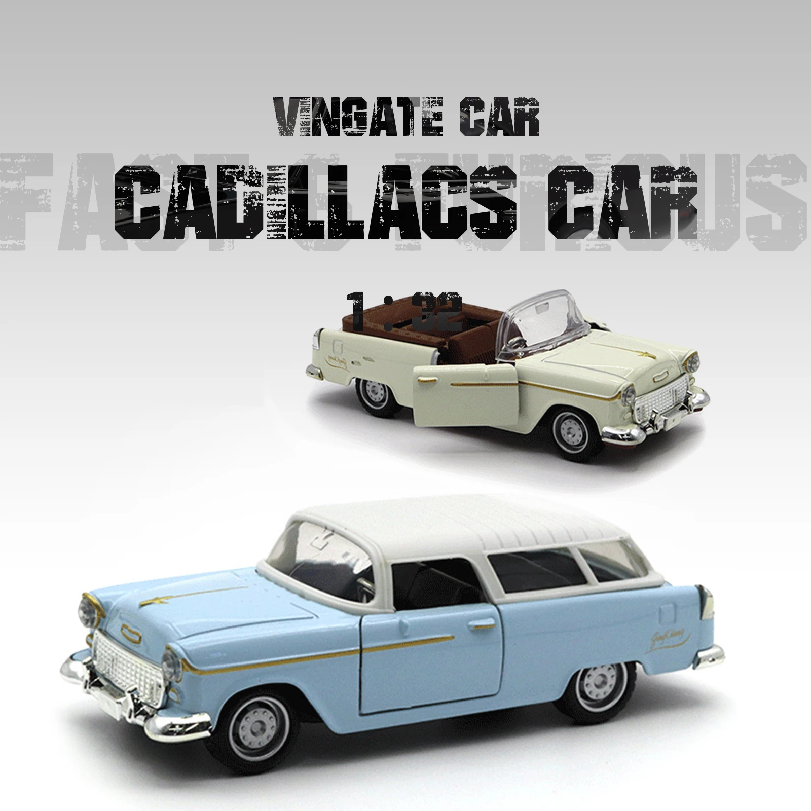 1:36 Alloy Diecast Cadillacs Convertible Vintage Car Model Classic Pull Back Car Vehicle Replica For Collection Gift for Kids