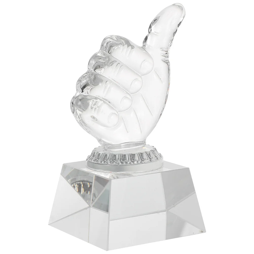 

Transparent Hand-Shaped Crystal Trophy Decorative Award Prize Ornament for Table Desktop Home Office Decoration