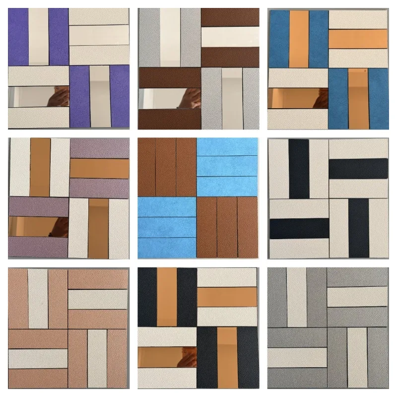 30x30cm Mosaic Tiles Glass Leather Background Self-adhesive Wall Stickers for Home Office Showroom Living Room Wall Decoration