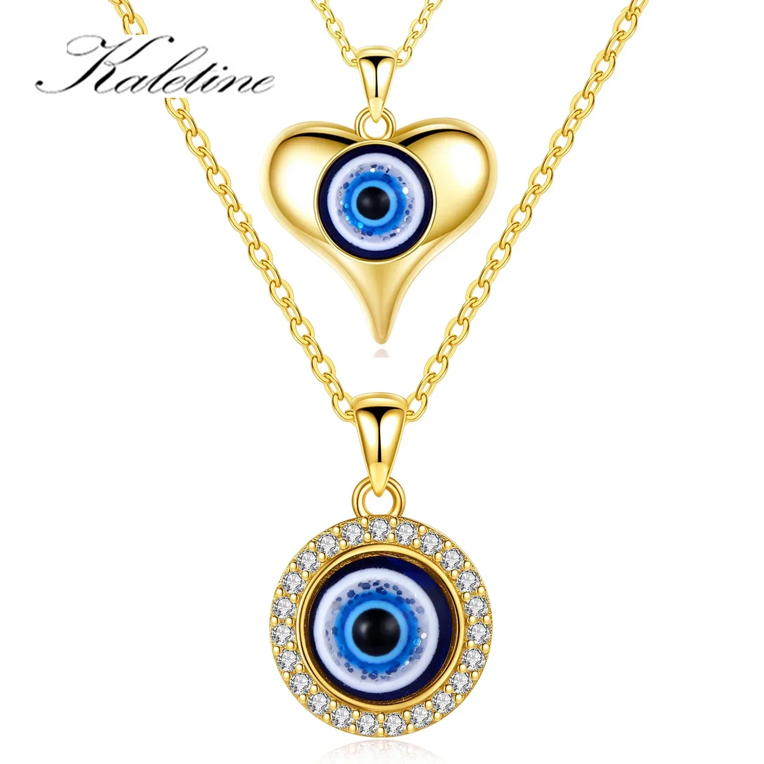 KALETINE Real Evil Eye Necklace For Women 925 Sterling Silver Turkish Eye Bracelets Blue Enamel Man Jewelry Gifts