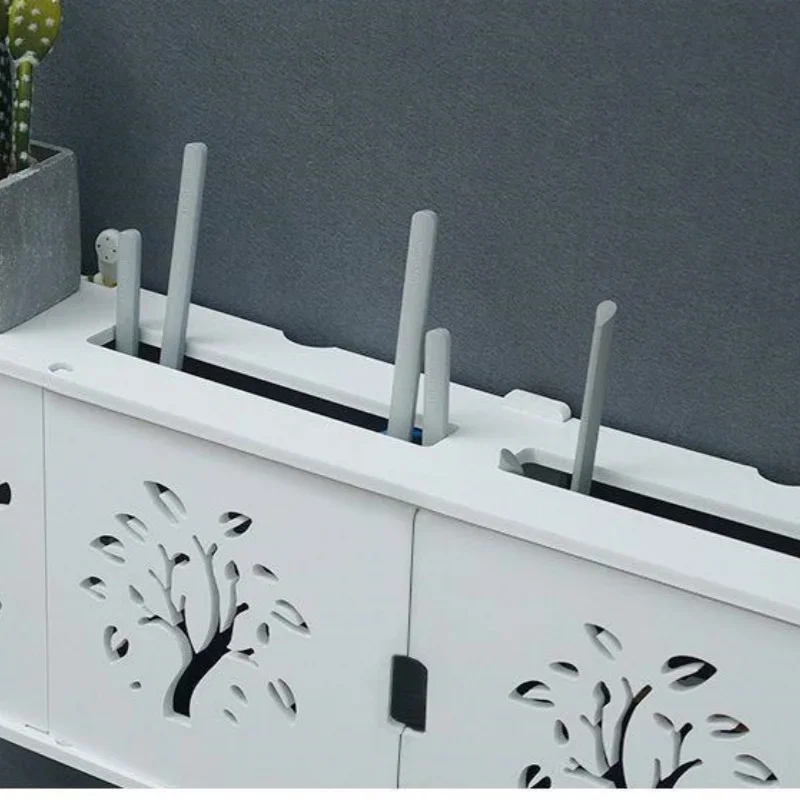 Rak Dinding Lapisan Ganda Bebas Pukulan Rak Kotak Set-Top TV Kotak Penyimpanan Gantung Dinding Router Ruang Tamu Rak Router Wifi Nirkabel