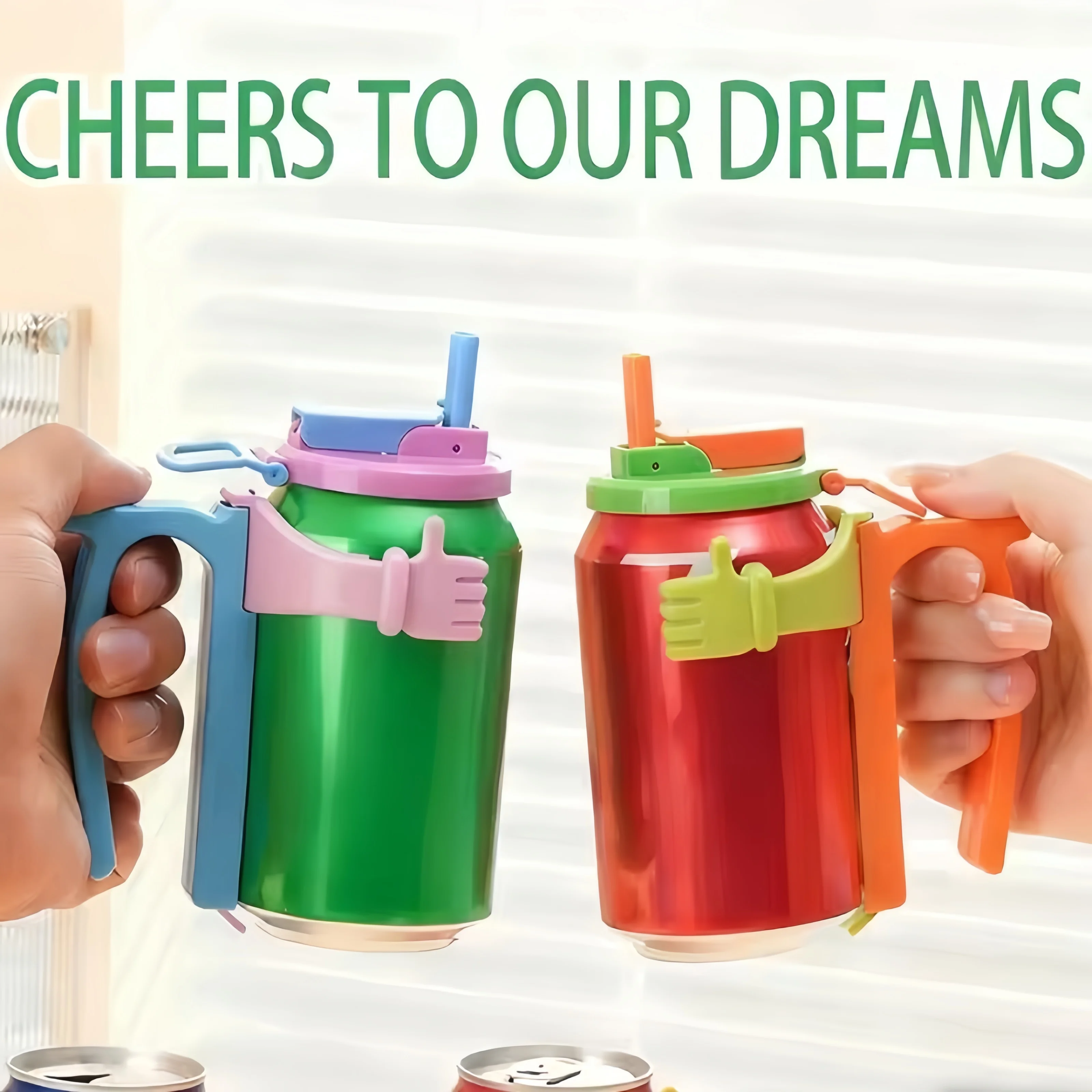 

Soda Can Lids Holder Easy-Open Foldable With Silicone Straw Leak-Proof Portable Gift For Coke Sprite Beer Juice Summer artifact