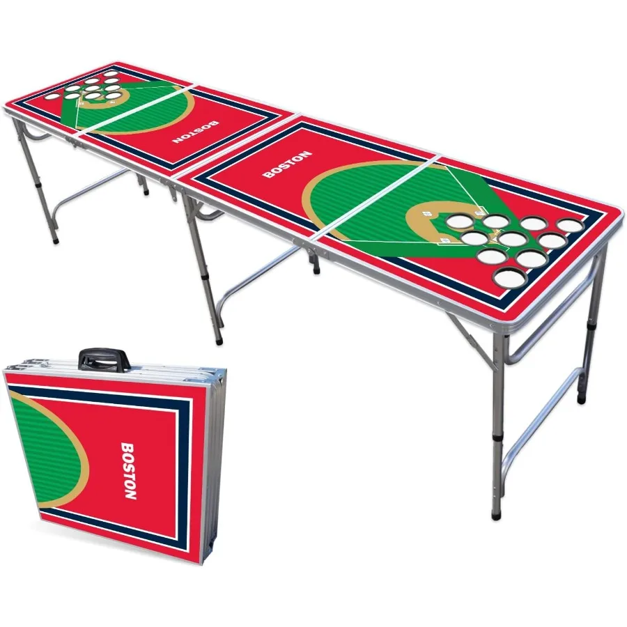

Складной портативный стол для понга на 8 футов с дополнительными отверстиями для чашек и светодиодной подсветкой для отдыха в помещении и на открытом воздухе, идеально подходит для домашней игровой комнаты