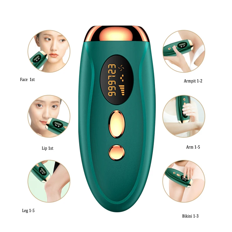 The most popular handheld portable permanent hair removal IPL light-emitting diode laser device for home use by women view 4