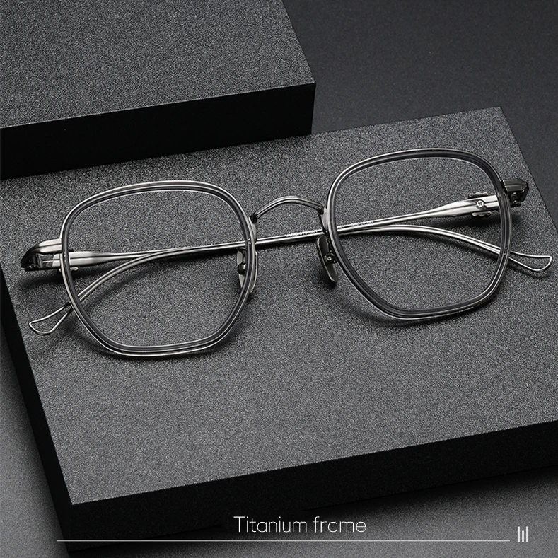 Cross Star Titanium Frame  Square Retro Glasses Windsor Ring Large Frame for Men and Women Fashion Optical Glasses