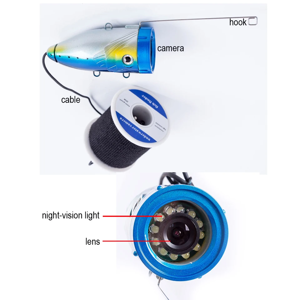 Fish Finder 1000TVL HD Waterproof 15M Cable Waterproof Underwater Surveillance Camera