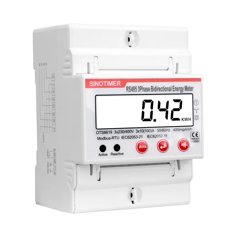 Dgital Bidirectional Wattmeter 100A AC380V Three Phase 4 Wire Energy Meter kWh Wattmeter Meter with RS485 Modbus Communication