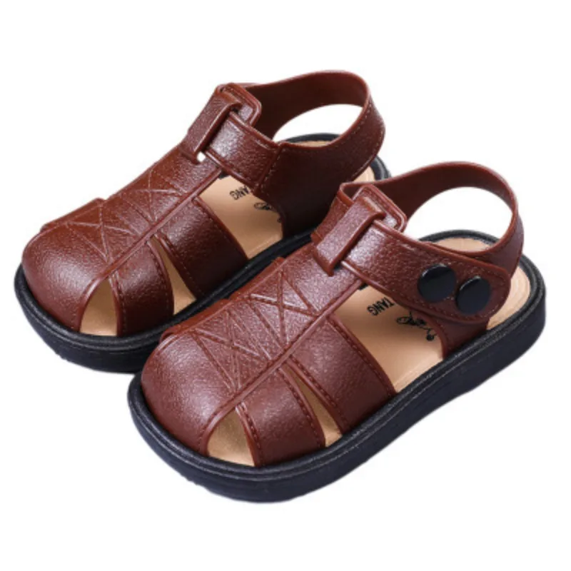 Scarpe da bambino estate nuova punta chiusa sandali da bambino suola morbida antiscivolo primi camminatori neonato tinta unita scava fuori scarpe da spiaggia