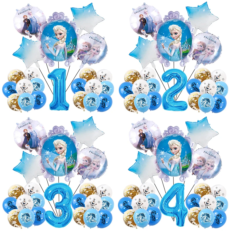 1set Disney Frozen Elsa Anna Cartoon Foil Balloons Girl 1st Birthday Party Helium Globos Decor Baby Shower Kid Cartoon Queen Toy