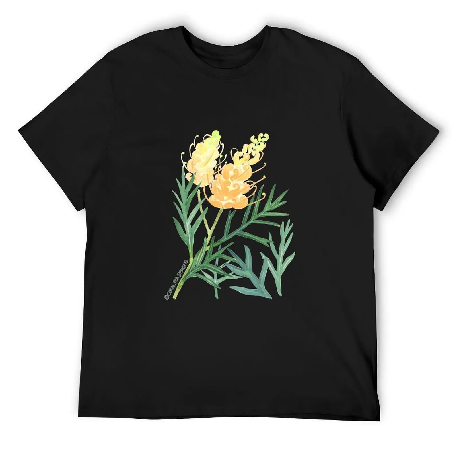 

Yellow Watercolour Grevillea T-Shirt oversize t-shirts man anime shirt vintage clothes blue lock mens t shirt graphic