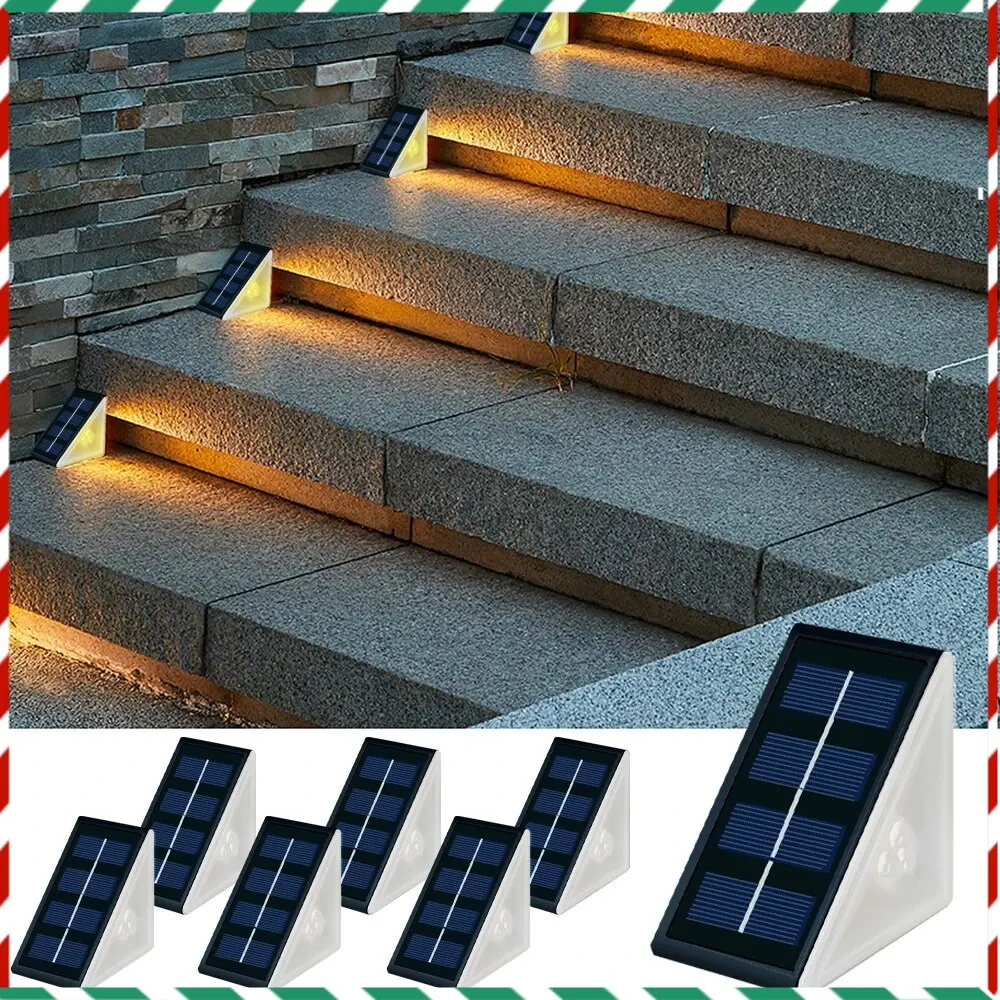 

Outdoor Solar Step Lights Warm White RGB Triangle IP67 Waterproof Auto on Decoration Deck Lights for Patio Yard Driveway Porch