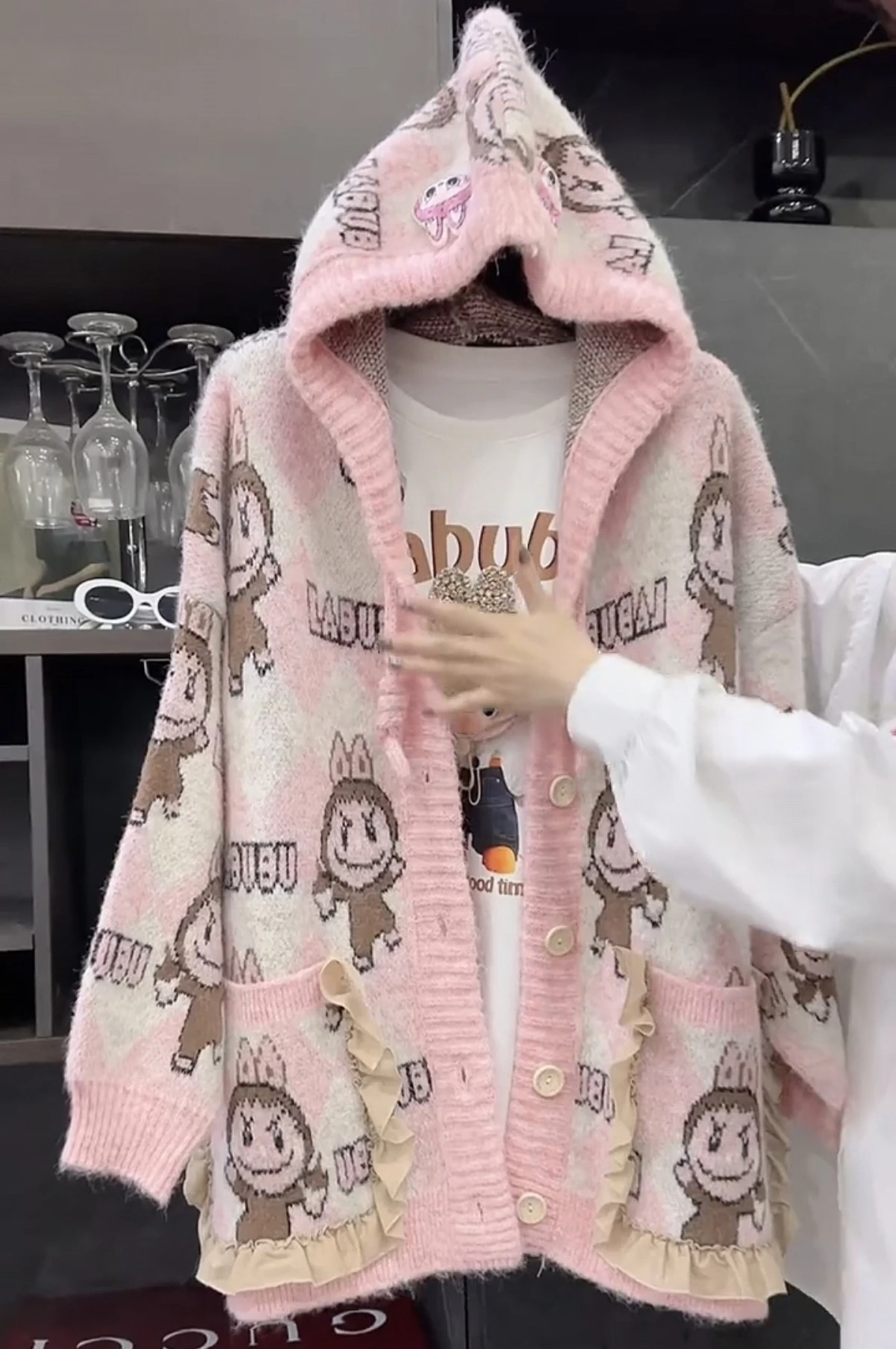 Dolce principessa donna maglioni nuovo autunno inverno cardigan monopetto con cappuccio cappotto tutto-fiammifero manica lunga top in maglia allentata