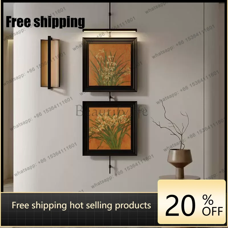 Factory Direct New Chinese high-end retro hanging painting wall hanging metal rod decorative painting