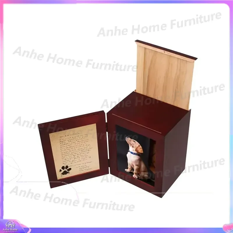 Premium Wooden Pet Urn with Photo Frame and Paw Print Memorial Keepsake Box for Dogs Cats Ashes Casket Cremation Supplies