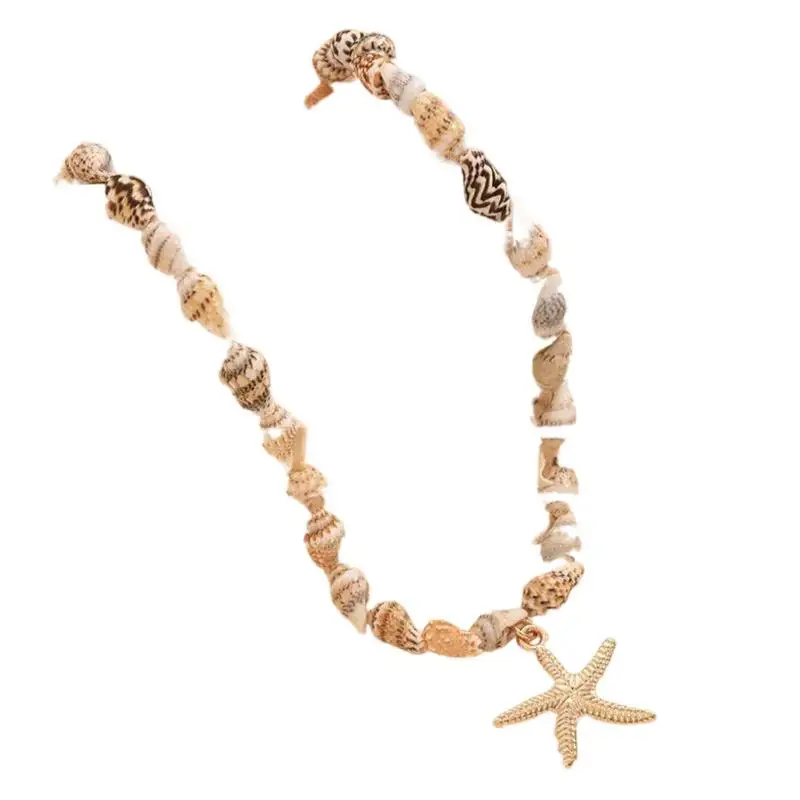 جديد شاطئ نمط صدف قلادة مطرز المختنق القلائد اليدوية نجم البحر قلادة موضة المحيط مجوهرات للنساء #6