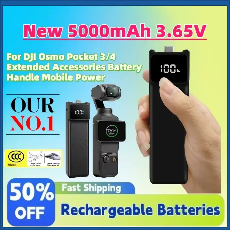 

In Stock New 5000mAh 3.65V Li-ion Battery Handle for DJI Osmo Pocket 3/4 Extended Accessories Battery Handle Mobile Power
