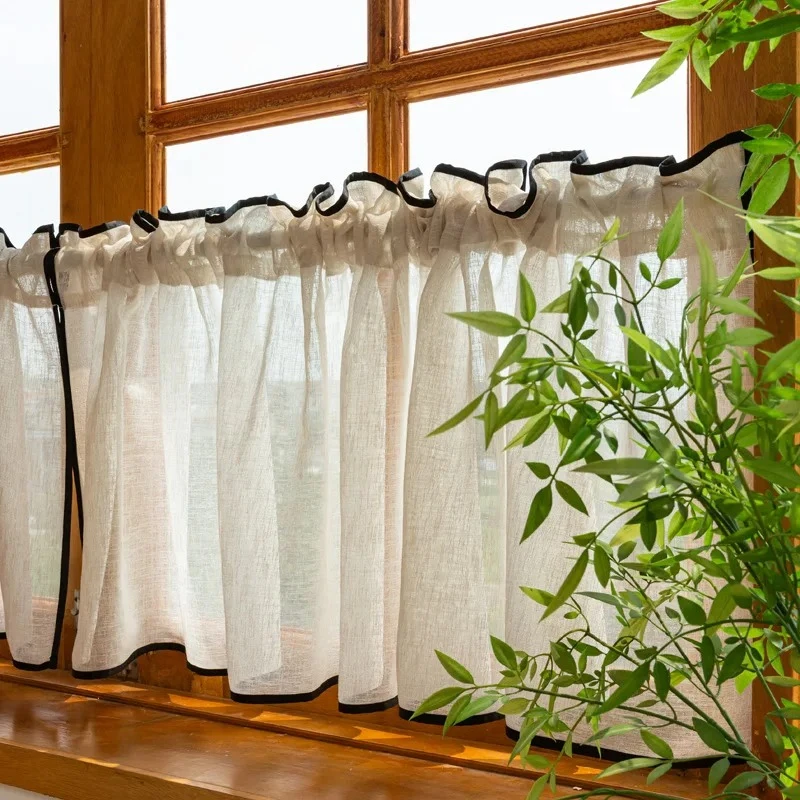 1pc Curtain Kitchen Cafe Farmhouse Rustic Country Style Small Window Treatment Door Home Curtain for Bedroom