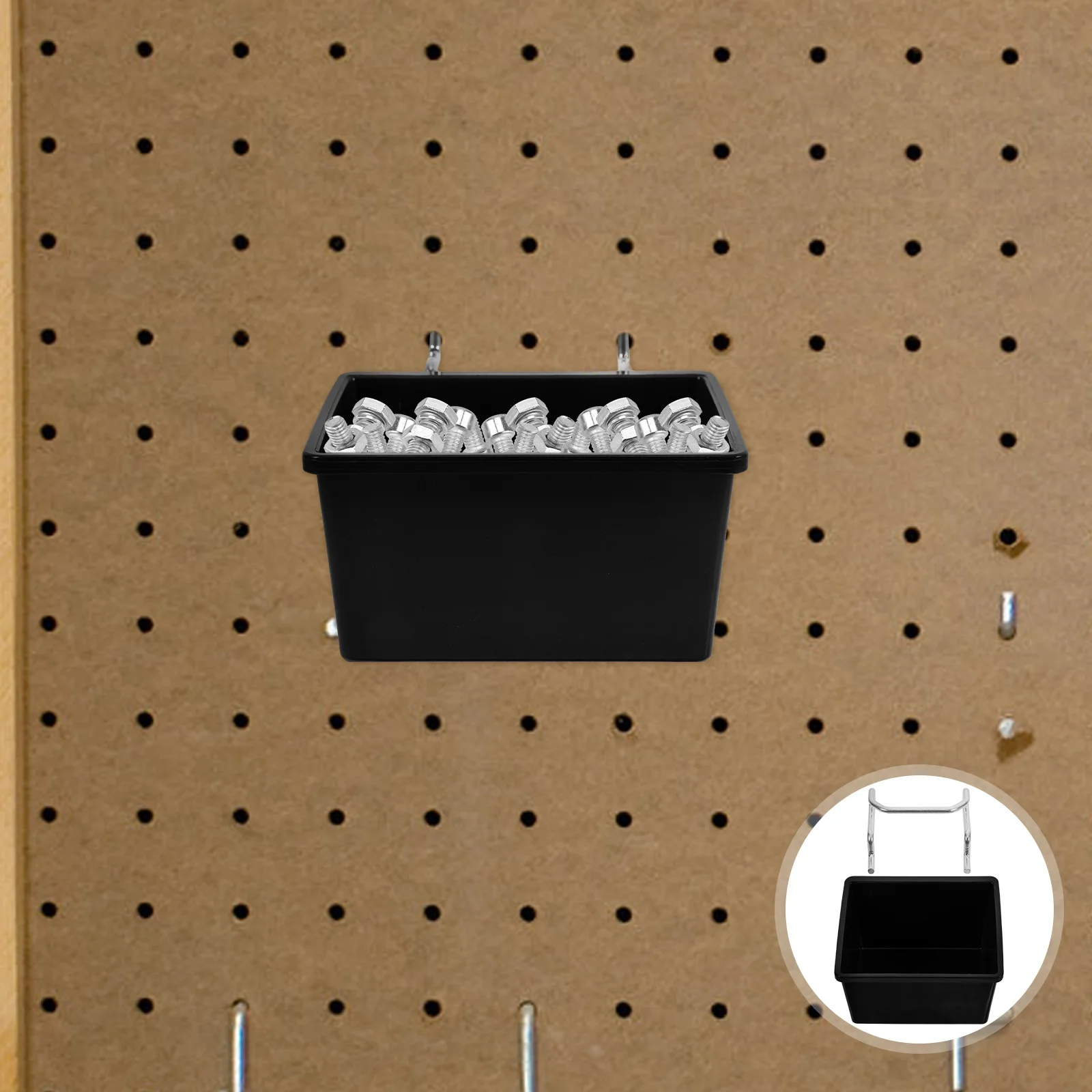 

6Sets Parts Storage Box Heavy Duty Pegboard Bins with Hooks Spacious Tool Organizers for Garage Workshop Craft Room Storage