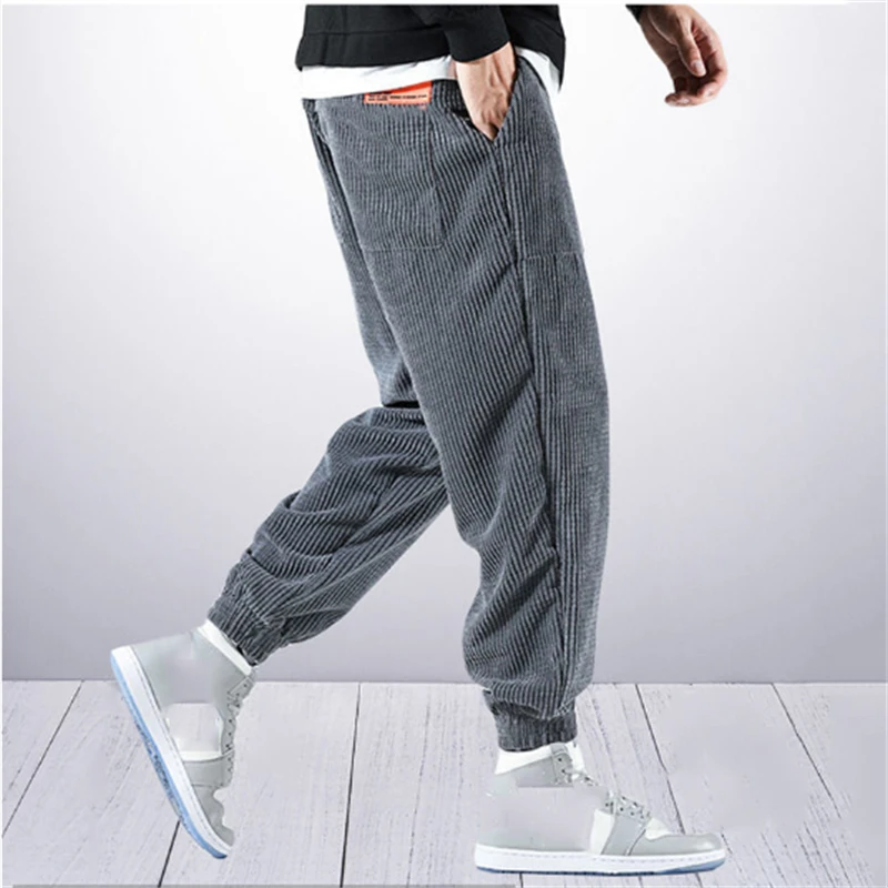 

Fashion Men's Corduroy Trousers Loose Jogger Harem Pants Trendy Drawstring Sweatpants Casual Pants Men 2022 Pantalon