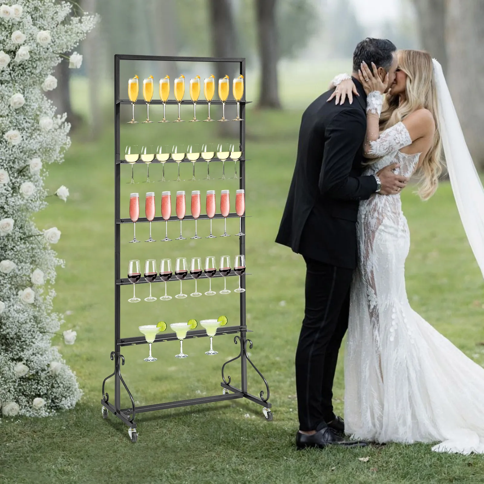 

Металлическая подставка для бокалов для шампанского - Подставка для винных бокалов для романтических ужинов и встреч - Прочная, устойчивая к ржавчине, надежная фиксация