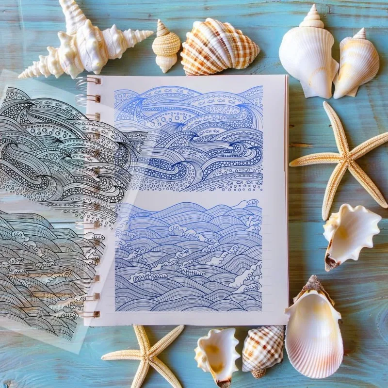 1Sheet Waves Clear Stamps Sea Silicone Stamp Rubber Stamps Transparent Seals Stamp for DIY Scrapbooking Stamps Summer