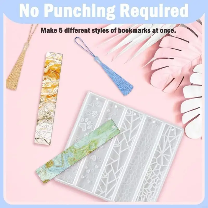 Colorful Handmade Bookmark Resin Molds Rectangle Transparent Resin Molds with Tassels Silicone Bookmark Mold Kit for DIY