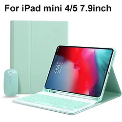 Funda con teclado Bluetooth para iPad mini 4, 2015, 7,9 pulgadas, A1538, A1550, 5, 2019, 7,9 pulgadas, A2124, A2125, A2126, A2133