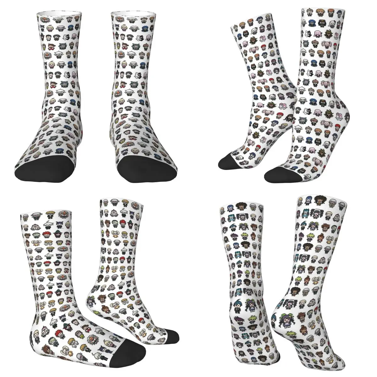 DanganRonpa Sprites Socken, Harajuku, schweißabsorbierende Strümpfe, ganzjährige lange Socken, Zubehör für Weihnachtsgeschenke für Männer und Frauen
