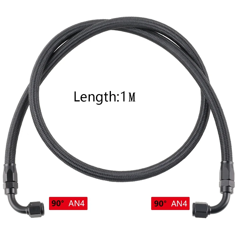 Racing Car 1M AN4  Black Braided Oil Fuel Fittings Hose End 0+90 Degree Oil Adaptor Kit Oil Fuel Hose Line