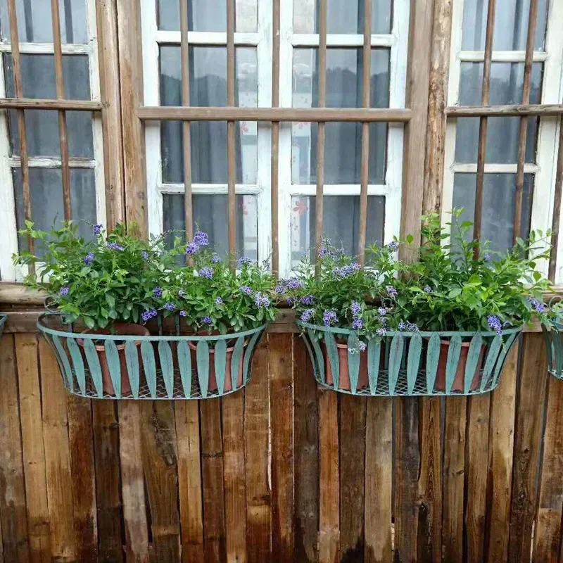 Wrought Iron Wall Mounted Flower Pot Shelf Simple Indoor Balcony Green Plant Rack Succulent Potted Storage Holder for Home