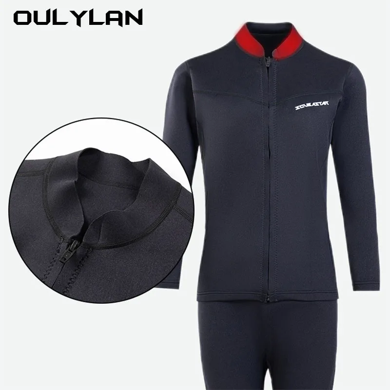 

Oulylan 1.5mm Women Surfing Jacket Long Sleeve Split Diving Clothes Long Pants Swimsuit Scuba Dive Snorkeling Wetsuit