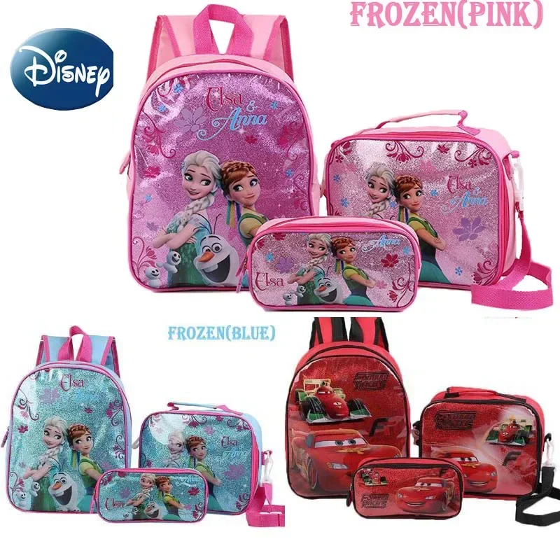 Disney Cartoon Princess Elsa Schoolbag Cute Large-capacity 3-piece Set of Children's Girls Boy Backpack Children's Schoolbag