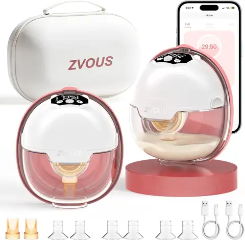 Hands Free Breast Pump Comfortable Painless Strong Suction Rechargeable Electric Smart App Wearable Leakproof Wireless