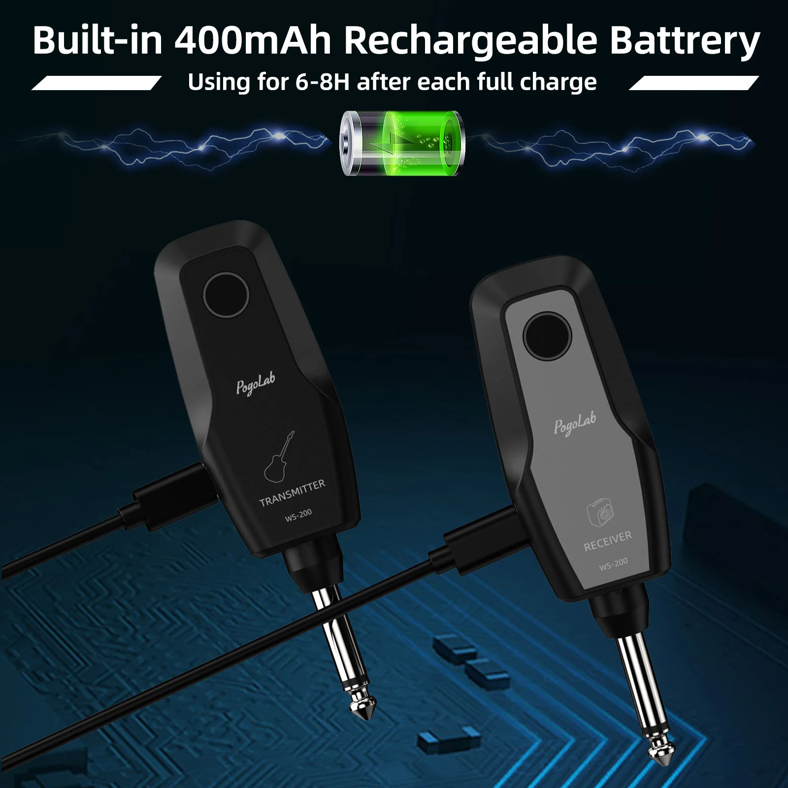 

Беспроводная гитарная/бас-система 2,4G — комбинированный передатчик/приемник Pogolab Ws-200, автоматическое сопряжение Plug & Play, устранение шума кабеля