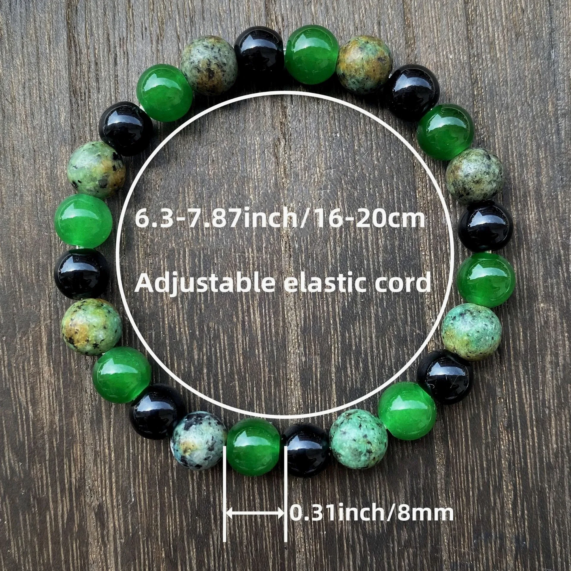 Green Mashi Stone Black Obsidian Green Crystal Man-Made Beaded Bracelet For Couples Handmade Fashion Jewelry Gift Unisex
