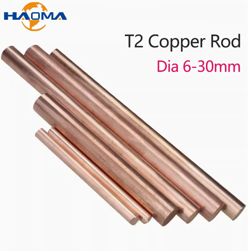 T2 Copper Rod Solid bar Diameter 6mm 8mm 10mm 12mm 14mm 15mm 16mm 18mm 20mm 22mm 25mm 30mm Purple copper round rod