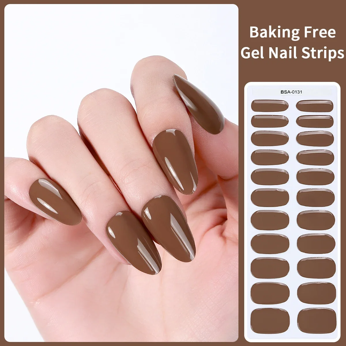 Nude Caramel Bake Free Gel Nail Sticker Autumn Winter Solid Color Self-Adhesive Nail Strips for Women Manicure Decoration