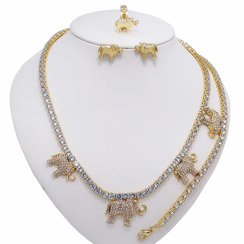 

Элегантный и модный комплект украшений с подвеской в виде слона, сверкающие изысканные аксессуары для вечеринок и банкетов.