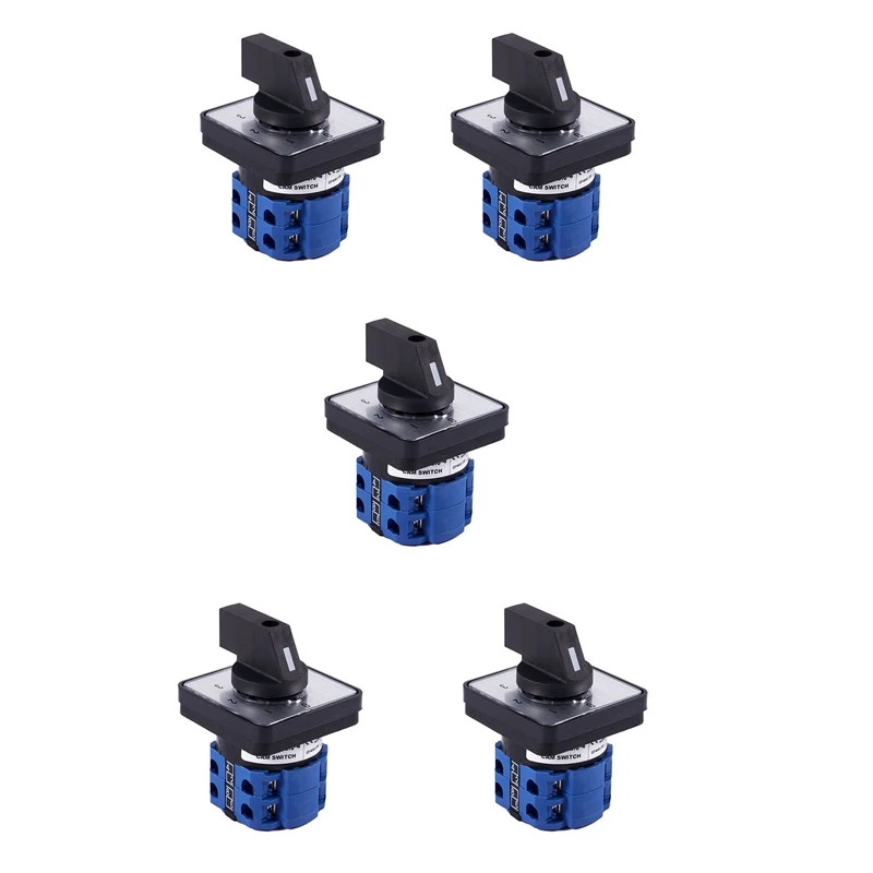 5X 8 Terminals 5 Positions Master Control Rotary Cam Switch 20A Black+Blue