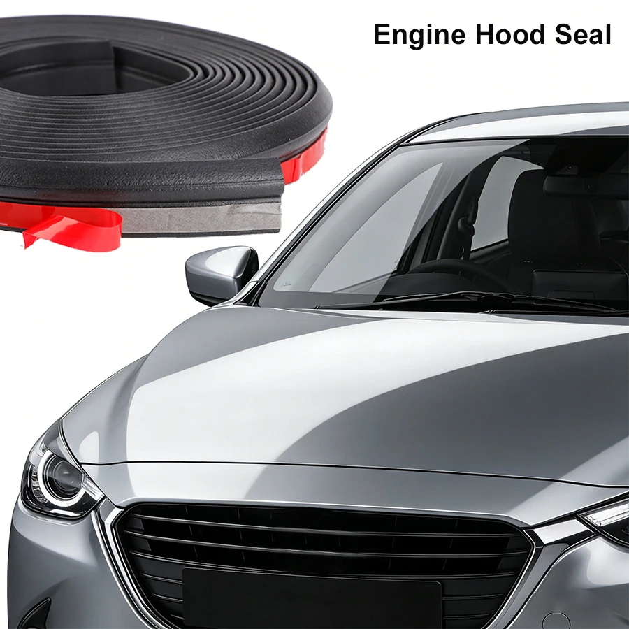 Car Hood Sealing Strip Rubber Weatherstrip Seal Trim Waterproof Soundproof Dust Proof 4M For Mazda 2 2002-2025
