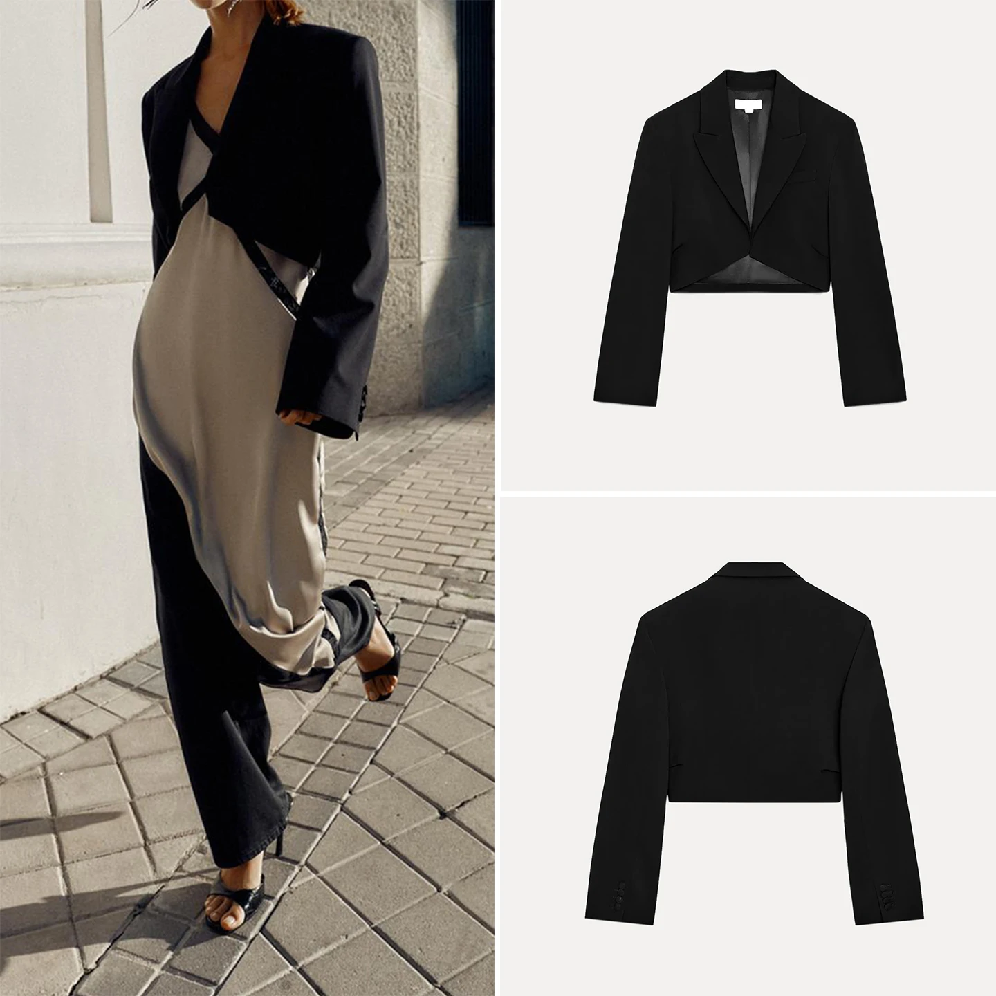 

Faionable ort oulder Pad Pleated Design Women's Suit Jaet European Sle Long Sve Stand Fit ort Length Button...