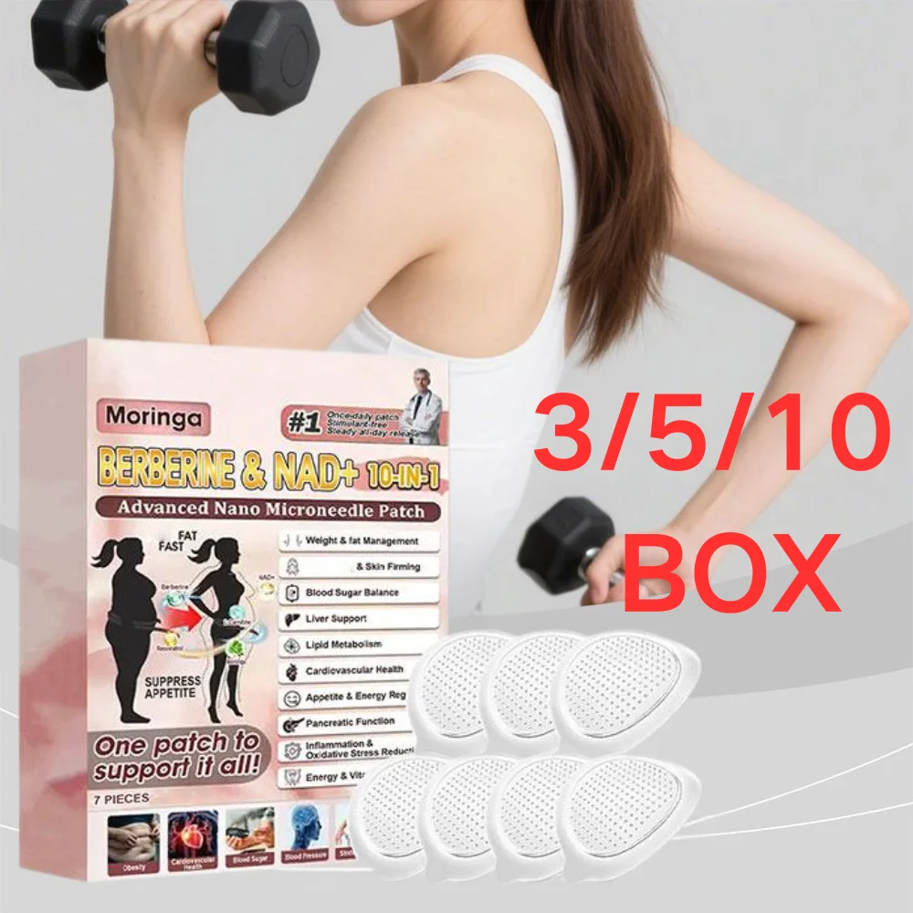10-in-1 Berberine & NAD+ Nano Microneedle Patch 3/5/10 Box Natural Ingredients Weight Management Body Shaping Stickers